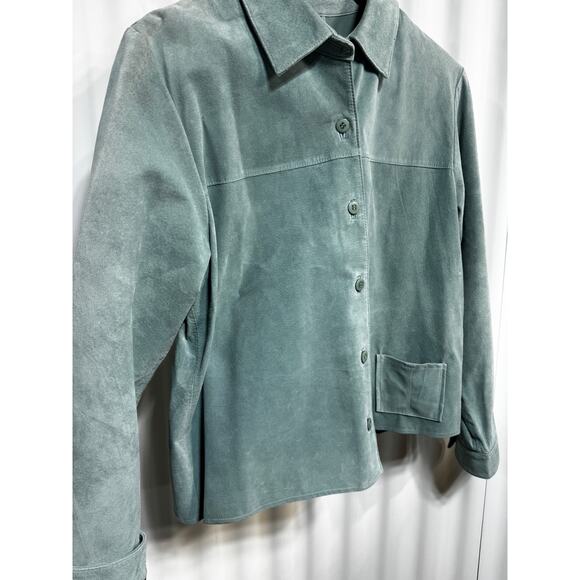 Pendleton Suede Leather Seafoam Full-Button Jacket Blazer Sz Med. Heritage Luxe - Picture 5 of 12